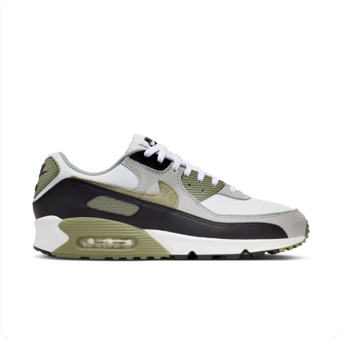 Nike Air Max 90 – White/Medium Olive/Black/Light Smoke Grey