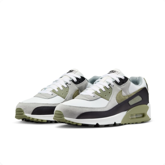 Nike Air Max 90 – White/Medium Olive/Black/Light Smoke Grey