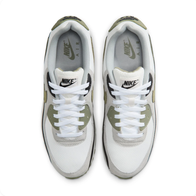 Nike Air Max 90 – White/Medium Olive/Black/Light Smoke Grey