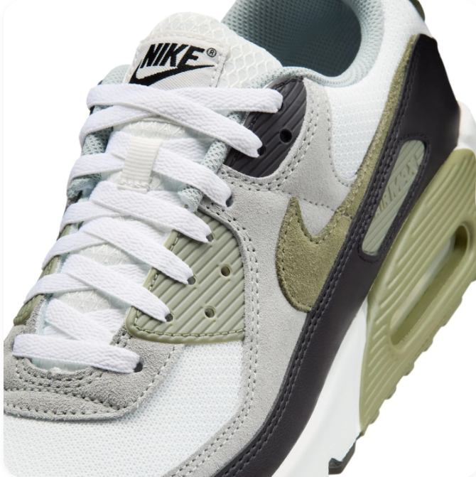 Nike Air Max 90 – White/Medium Olive/Black/Light Smoke Grey