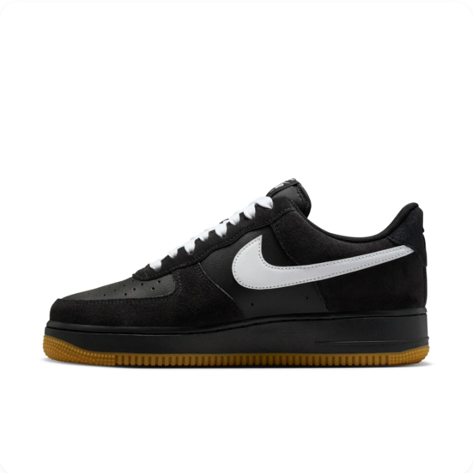 Nike Air Force 1 Low – Black Suede/White/Gum