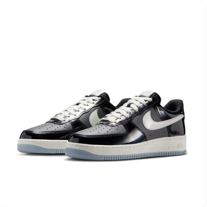 Nike Air Force 1 Low '07 – Black Patent/Sail/Ice Blue