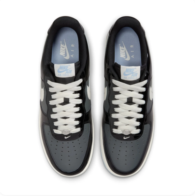 Nike Air Force 1 Low '07 – Black Patent/Sail/Ice Blue