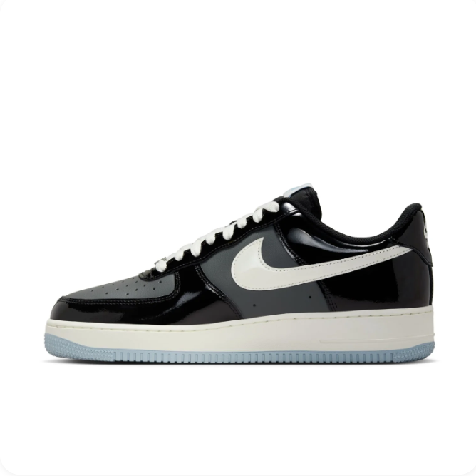 Nike Air Force 1 Low '07 – Black Patent/Sail/Ice Blue
