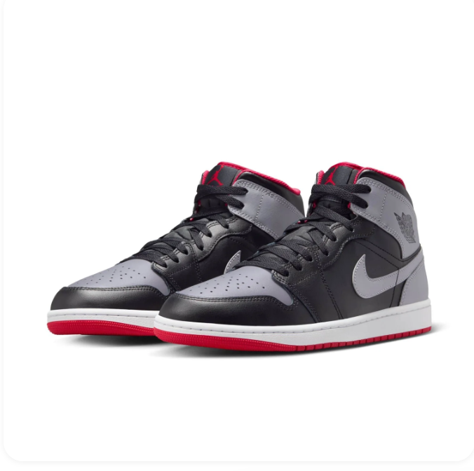 Air Jordan 1 Mid – Black/Cement Grey/Red