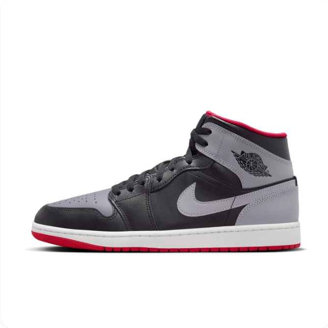Air Jordan 1 Mid – Black/Cement Grey/Red