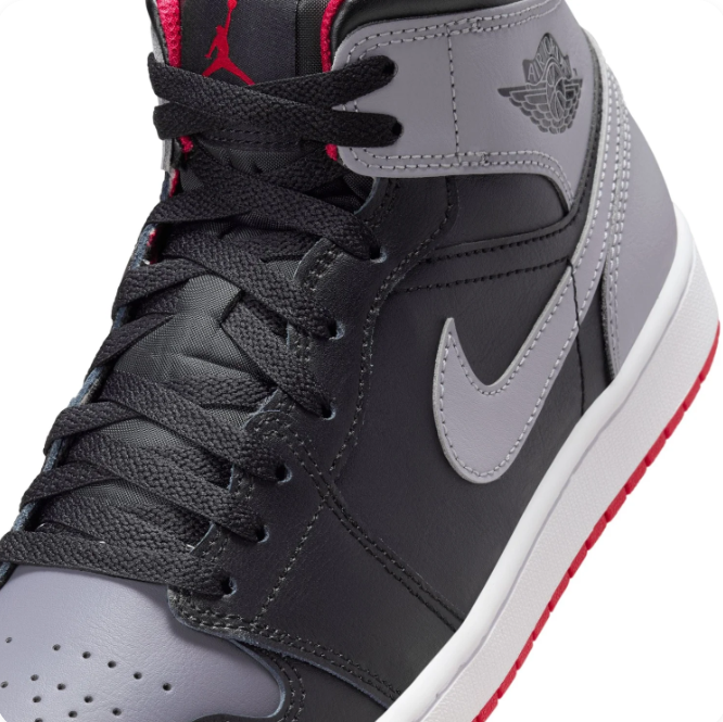 Air Jordan 1 Mid – Black/Cement Grey/Red